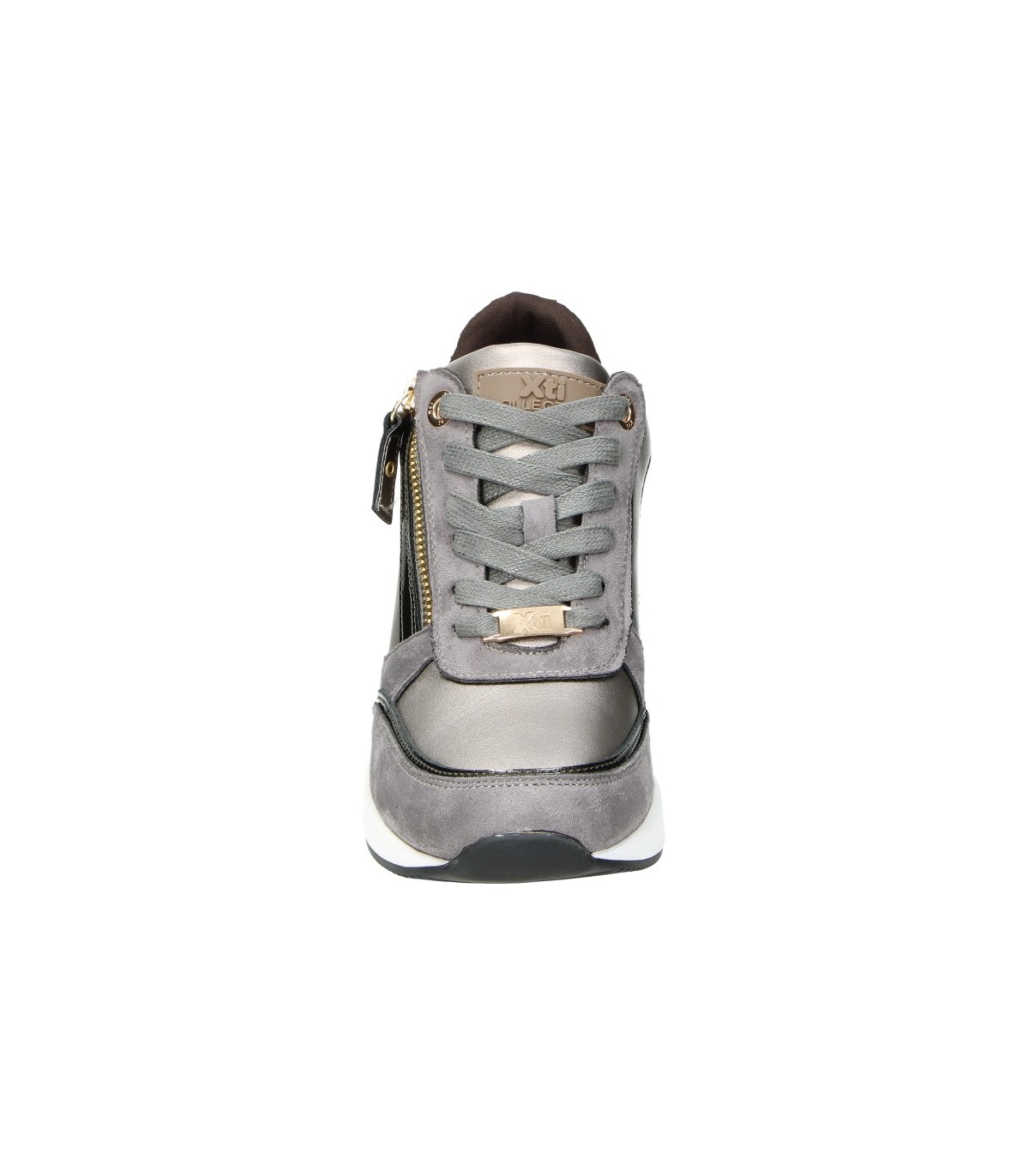 Zapatillas con cuña grises de mujer XTI 141990 online en MEGACALZADO