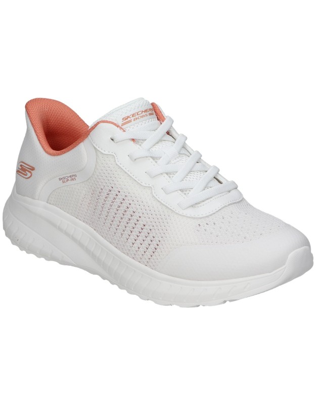 Zapatillas Skechers Slip Ins Bobs Sport Squad Chaos en blanco y naranja