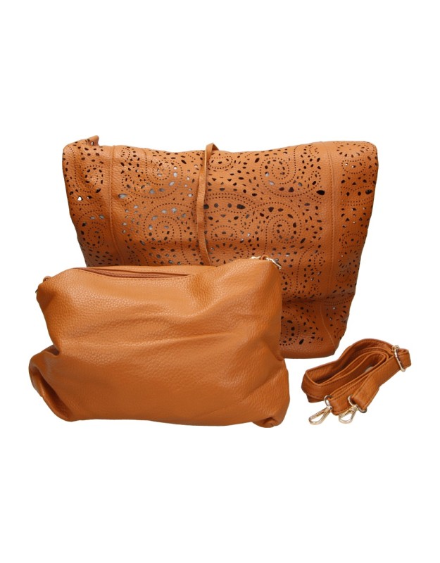 Bolso con asas en marrón CHENSON z192-f con neceser