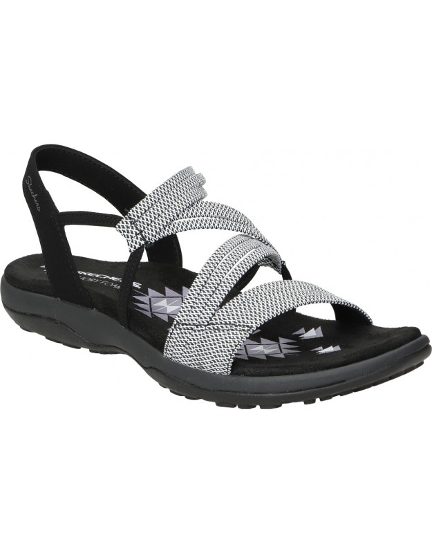 Sandalias de mujer negras y blancas Skechers. Envío 24h-72h.