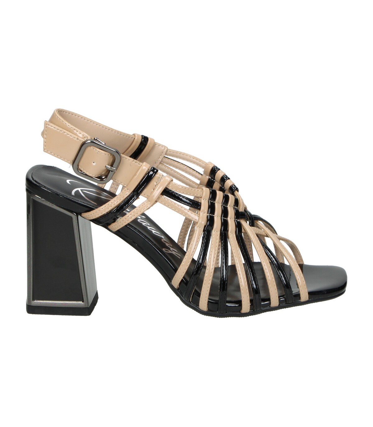 Sandalias de tacón de fiesta negro y beige REVEL WAY