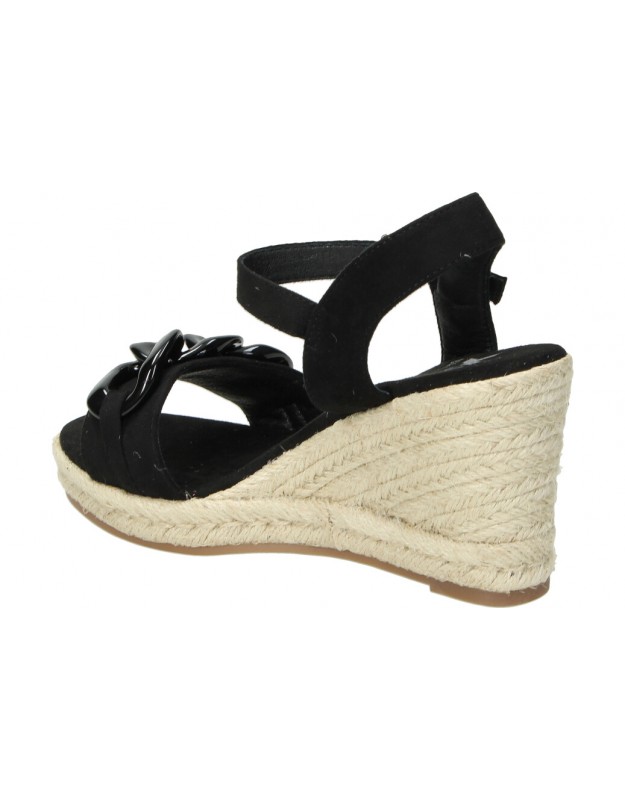 Sandalias negras con cuña de esparto XTI. Envío 24h-72h.